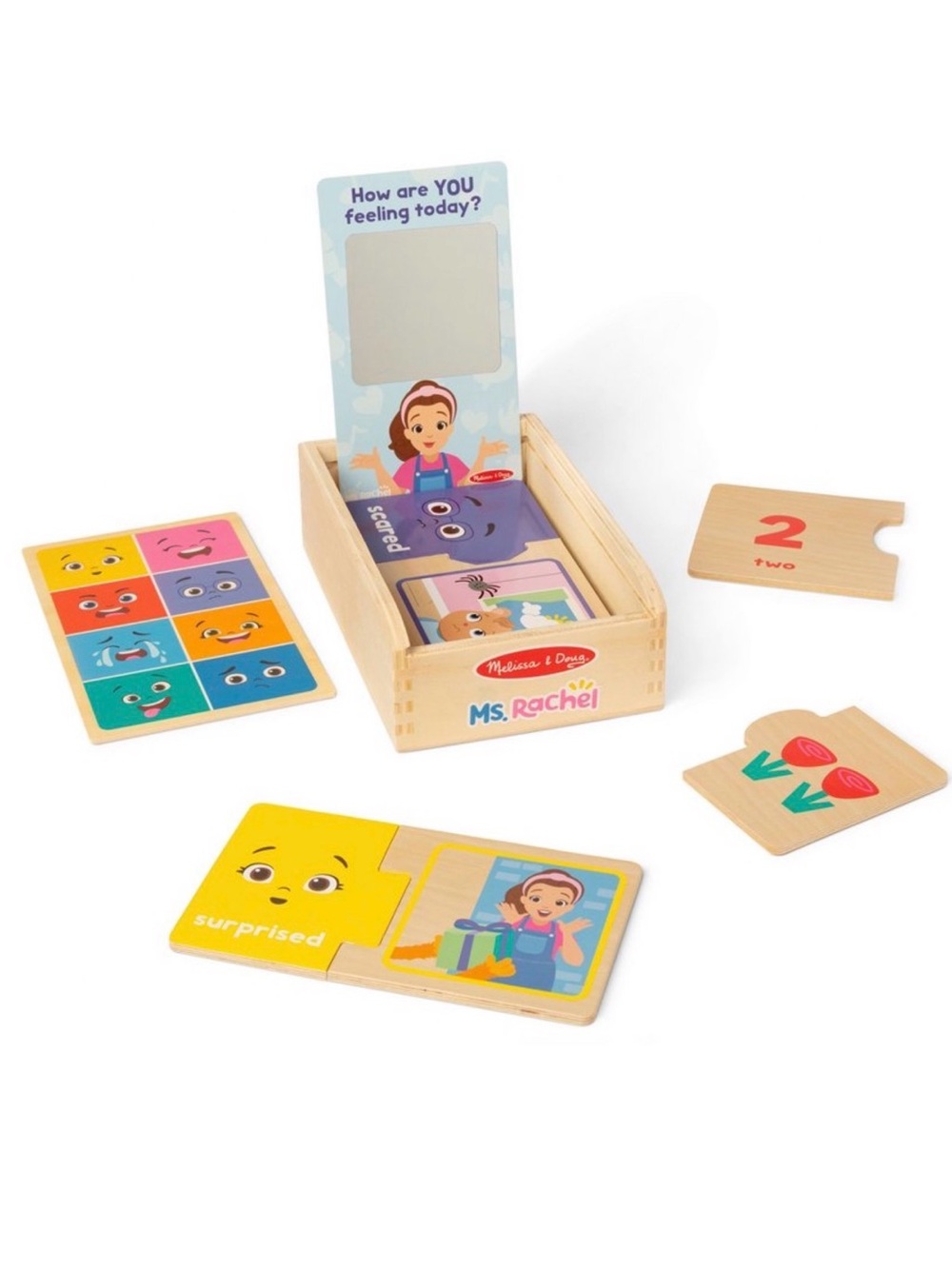 Melissa & Doug Ms. Rachel Feelings Matching Wooden Puzzle Set - Light Blue
